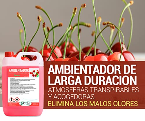 EQM SOLUCIONES QUÍMICAS | ECO- 404 | 5 L | Ambientador Profesional Aroma Cereza | Larga duración | Crea atmósferas transpirables, acogedoras y de olor agradable
