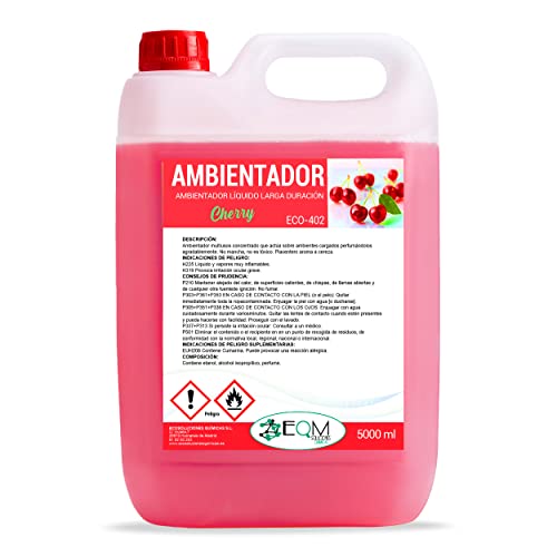 EQM SOLUCIONES QUÍMICAS | ECO- 404 | 5 L | Ambientador Profesional Aroma Cereza | Larga duración | Crea atmósferas transpirables, acogedoras y de olor agradable