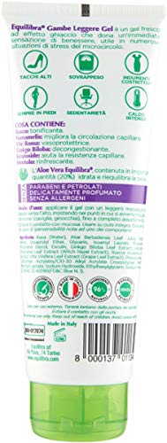 Equilibra Cuidado Corporal, Piernas Ligeras Gel a Base de Aloe Vera Fresco, Efecto Hielo, Promueve la Circulación de las Piernas en Situaciones de Estrés Microcirculatorio, Alivio y Bienestar, 125 ml