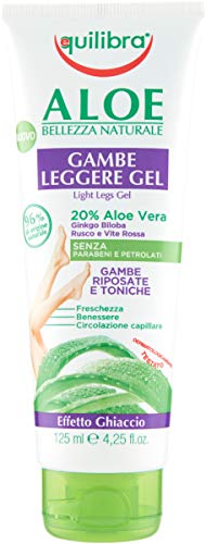 Equilibra Cuidado Corporal, Piernas Ligeras Gel a Base de Aloe Vera Fresco, Efecto Hielo, Promueve la Circulación de las Piernas en Situaciones de Estrés Microcirculatorio, Alivio y Bienestar, 125 ml