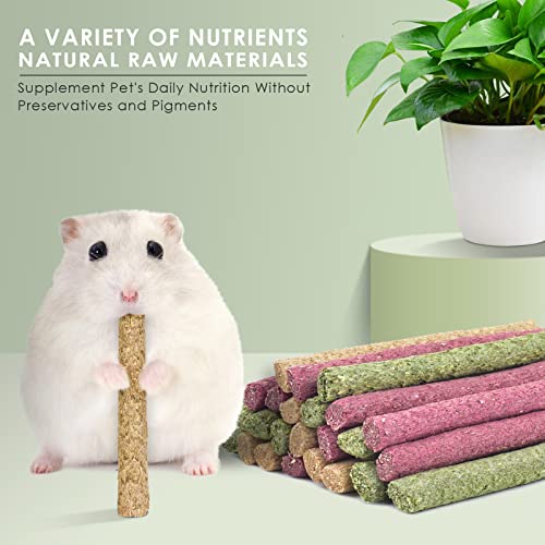 ERKOON Timothy Chews - 25 aperitivos naturales para conejos, cobayas, hámsters, tres sabores timordiales: timothy + copos de avena + remolacha