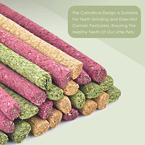 ERKOON Timothy Chews - 25 aperitivos naturales para conejos, cobayas, hámsters, tres sabores timordiales: timothy + copos de avena + remolacha