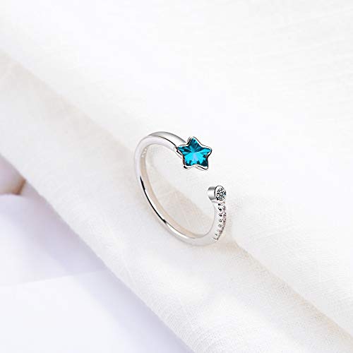 Esberry Anillo chapado en oro de 14 quilates, estrella de cinco puntas, anillo de estrella de río, pequeño, fresco, moderno, dulce, anillo abierto de celebridad por Internet para niñas y mujeres