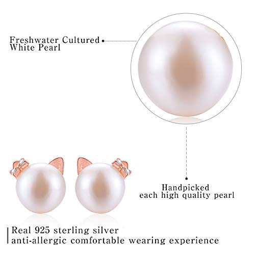 Esberry Regalo para Navidad chapado en oro 18K Pendientes del gato 925 para Unisex-adulto Dorado