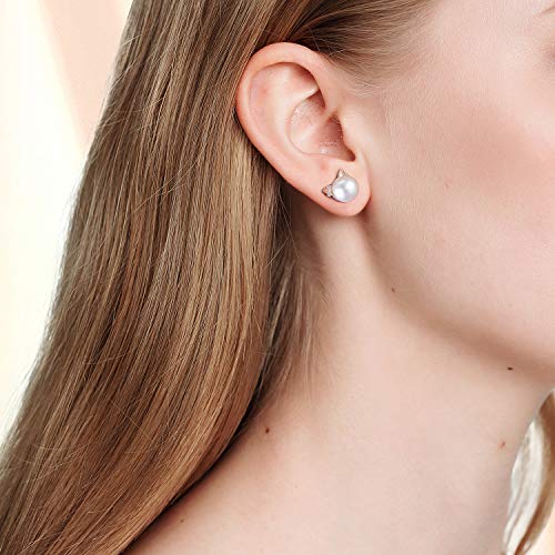 Esberry Regalo para Navidad chapado en oro 18K Pendientes del gato 925 para Unisex-adulto Dorado