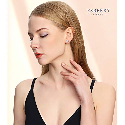 Esberry Regalo para Navidad chapado en oro 18K Pendientes del gato 925 para Unisex-adulto Dorado
