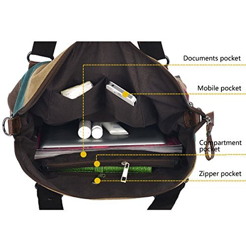 Eshow Bolso Bandolera a Hombro para Mujeres de Tela de Lona Bolso de Mano Shoppers Viaje Casual