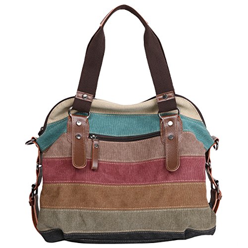 Eshow Bolso Bandolera a Hombro para Mujeres de Tela de Lona Bolso de Mano Shoppers Viaje Casual
