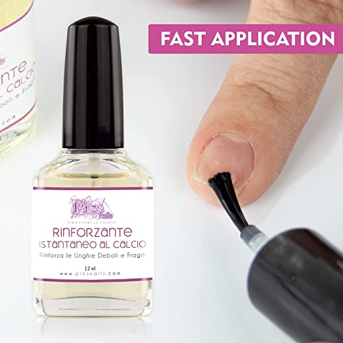 Esmalte Endurencedor Fortificante unas instantáneo de calcio profesional de 12 ml - Ideal para uñas quebradizas y débiles - Fortalece y mejora instantáneamente la estructura de las uñas quebradizas