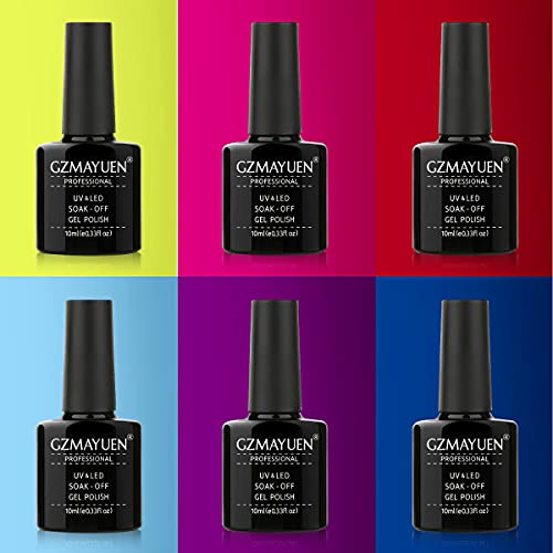 Esmalte Semipermanente Neon amarillo púrpura rojo azul Rosa roja colores esmaltes fluorescentes kit uñas pintauñas semipermanente kit uñas de gel 6*10ML