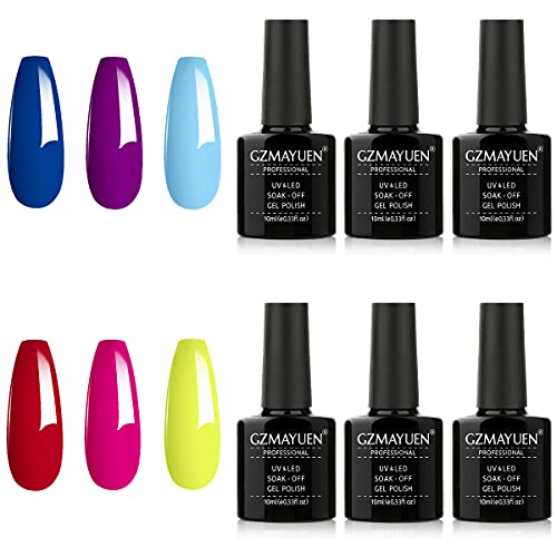 Esmalte Semipermanente Neon amarillo púrpura rojo azul Rosa roja colores esmaltes fluorescentes kit uñas pintauñas semipermanente kit uñas de gel 6*10ML