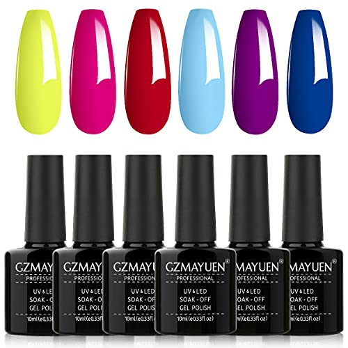 Esmalte Semipermanente Neon amarillo púrpura rojo azul Rosa roja colores esmaltes fluorescentes kit uñas pintauñas semipermanente kit uñas de gel 6*10ML