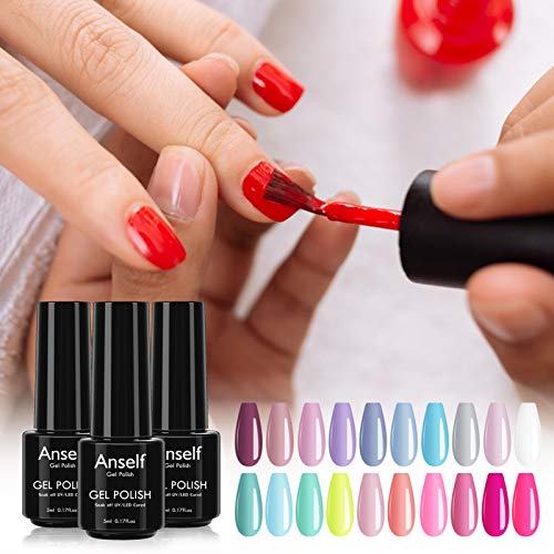 Esmaltes Semipermanentes 23 color Soak Off Gel Nail Polish Set + Capa Base + Capa Superior + Capa Superior Mate Juego de Esmalte de Gel de Manicura Geles(Type 2)