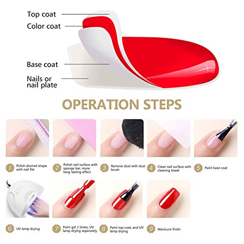 Esmaltes Semipermanentes 23 color Soak Off Gel Nail Polish Set + Capa Base + Capa Superior + Capa Superior Mate Juego de Esmalte de Gel de Manicura Geles(Type 2)