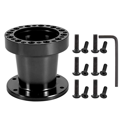 Espaciador de dirección 2 colores espaciador de volante de 3 pulgadas Universal coche volante Hub boss kit spacer aftermarket volante hub de dirección(Negro)