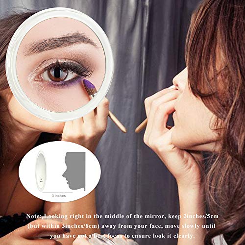 Espejo de aumento 20x con 3 ventosas, uso para aplicación de maquillaje,10cm