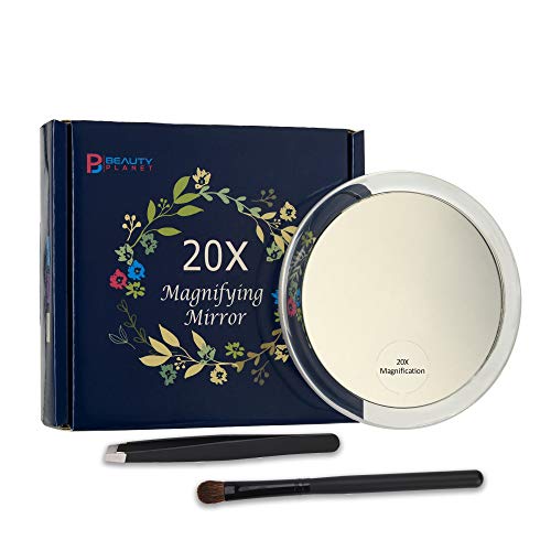 Espejo de aumento 20x con 3 ventosas, uso para aplicación de maquillaje,10cm