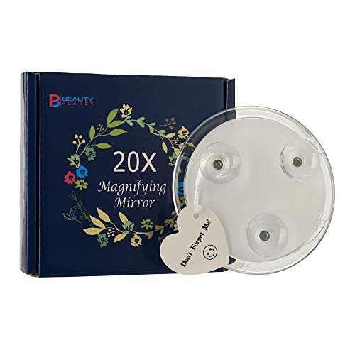 Espejo de aumento 20x con 3 ventosas, uso para aplicación de maquillaje,10cm