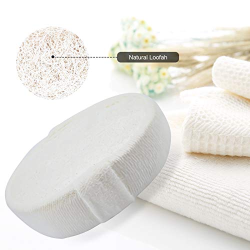 Esponja de lufa natural, 2 piezas, suave exfoliante para la ducha, esponja de lufa para eliminar la piel muerta (blanco)