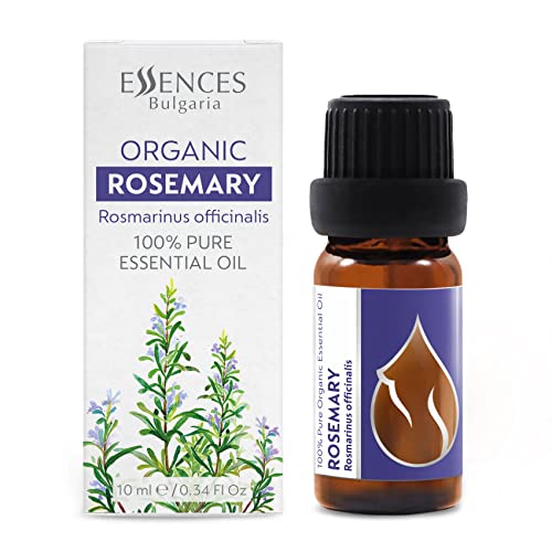 Essences Bulgaria Aceite Esencial Biológico de Romero (Rosmarinus officinalis) 10 ml, 100% Puro, Sin Diluir, Grado Terapéutico, De Granja Familiar, Certificado Orgánico