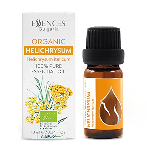 Essences Bulgaria Aceite Esencial de Curry/Siempreviva Del Monte Orgánico 10 ml, 100% Puro, Sin Diluir, Grado Terapéutico, De Granja Familiar, Aceite de Helichrysum Certificado Orgánico, Immortella