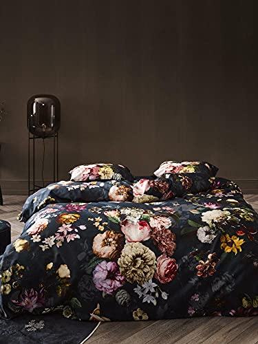 ESSENZA Fleurel - Juego de Cama (135 x 200 cm y 80 x 80 cm), diseño de Flores, Color Azul