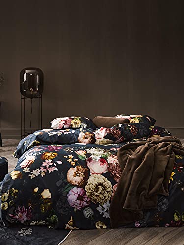 ESSENZA Fleurel - Juego de Cama (135 x 200 cm y 80 x 80 cm), diseño de Flores, Color Azul