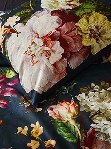ESSENZA Fleurel - Juego de Cama (135 x 200 cm y 80 x 80 cm), diseño de Flores, Color Azul
