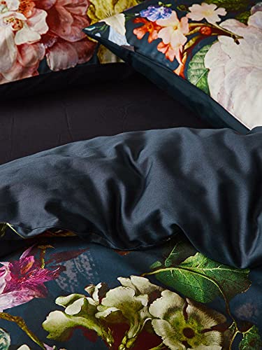 ESSENZA Fleurel - Juego de Cama (135 x 200 cm y 80 x 80 cm), diseño de Flores, Color Azul