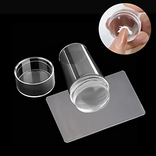 Estampador para Uñas Con Raspador, Sello de Silicona para Una Manicura Francesa en Unos Instantes,Kit Estampado uñas Silicona Transparente Raspador