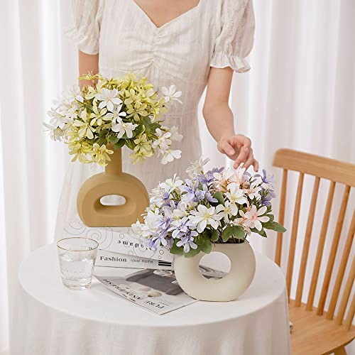 Estilo Flores Artificiales Paño Freesia Flor Falsa Ramo de violetas Rama DIY Fiesta Novia Suministros de Boda Decoración del hogar-Blanco