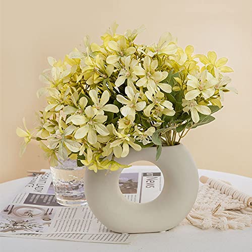 Estilo Flores Artificiales Paño Freesia Flor Falsa Ramo de violetas Rama DIY Fiesta Novia Suministros de Boda Decoración del hogar-Blanco