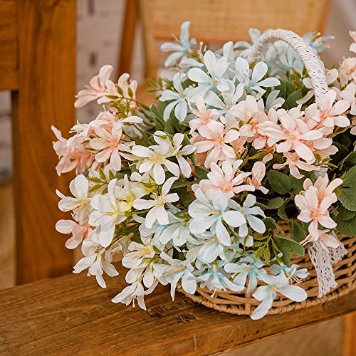Estilo Flores Artificiales Paño Freesia Flor Falsa Ramo de violetas Rama DIY Fiesta Novia Suministros de Boda Decoración del hogar-Blanco