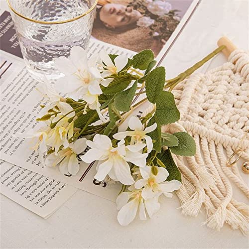 Estilo Flores Artificiales Paño Freesia Flor Falsa Ramo de violetas Rama DIY Fiesta Novia Suministros de Boda Decoración del hogar-Blanco