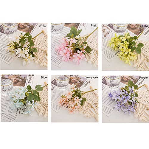 Estilo Flores Artificiales Paño Freesia Flor Falsa Ramo de violetas Rama DIY Fiesta Novia Suministros de Boda Decoración del hogar-Blanco