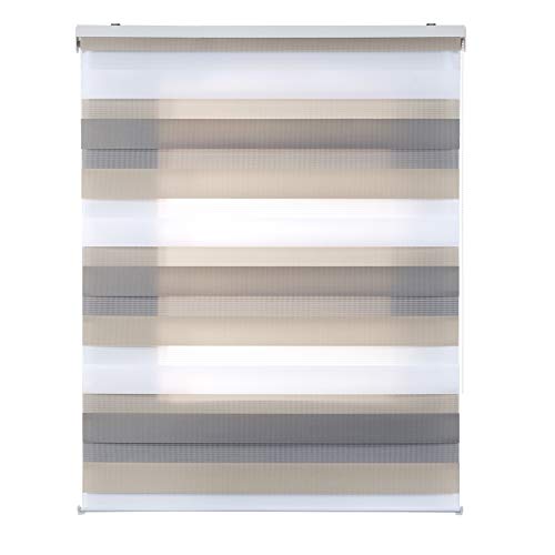 Estor Noche y Día, Estor Enrollable con Doble Tejido para Ventanas y Puertas (120 cm x 250 cm, Tricolor)