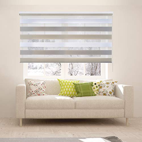 Estor Noche y Día, Estor Enrollable con Doble Tejido para Ventanas y Puertas (120 cm x 250 cm, Tricolor)