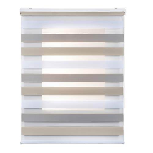 Estor Noche y Día, Estor Enrollable con Doble Tejido para Ventanas y Puertas (120 cm x 250 cm, Tricolor)