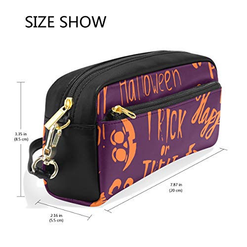 Estuche con capucha y cajón a mano Halloween, estuche con cremallera para niñas, bolsa de maquillaje grande con compartimentos