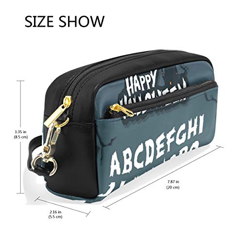 Estuche de gran capacidad para bolígrafos, cartera, hecho a mano para Halloween, impermeable, bolsa de maquillaje para estudiantes o mujeres
