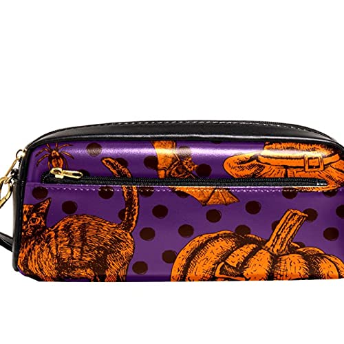 Estuche de lápices de Halloween dibujado a mano con patrón de gato de gran capacidad para lápices, organizador para la escuela, adolescentes, niños, niñas, hombres y mujeres