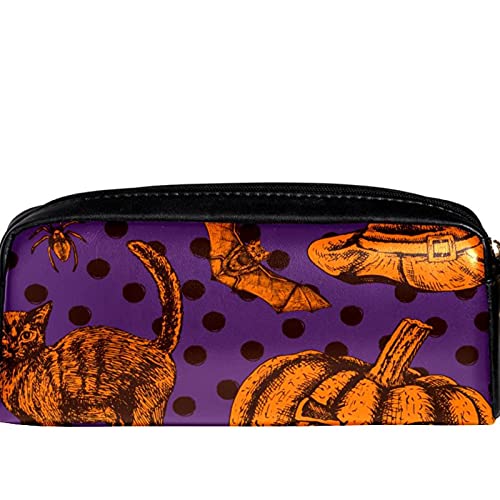Estuche de lápices de Halloween dibujado a mano con patrón de gato de gran capacidad para lápices, organizador para la escuela, adolescentes, niños, niñas, hombres y mujeres