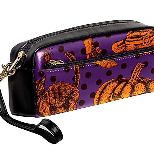 Estuche de lápices de Halloween dibujado a mano con patrón de gato de gran capacidad para lápices, organizador para la escuela, adolescentes, niños, niñas, hombres y mujeres