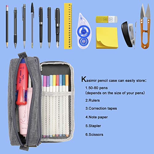 Estuche de lápices Kasimir Estuches escolares Bolsa de lápiz Gran Capacidad Estuche Organizador Portalapices Neceser Maquillaje,Papelería de Oficina,útiles Escolares,Organizador Maquillaje Gris