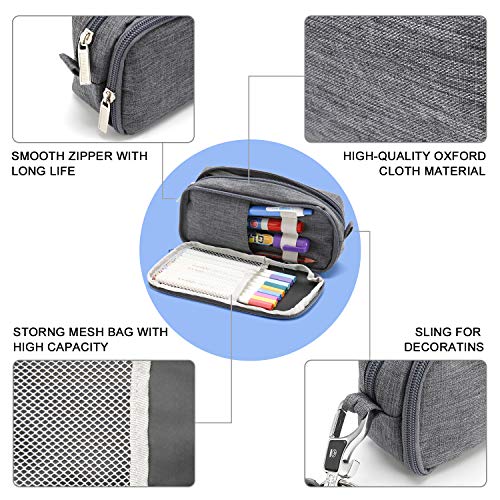 Estuche de lápices Kasimir Estuches escolares Bolsa de lápiz Gran Capacidad Estuche Organizador Portalapices Neceser Maquillaje,Papelería de Oficina,útiles Escolares,Organizador Maquillaje Gris