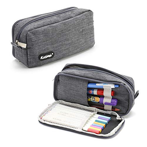 Estuche de lápices Kasimir Estuches escolares Bolsa de lápiz Gran Capacidad Estuche Organizador Portalapices Neceser Maquillaje,Papelería de Oficina,útiles Escolares,Organizador Maquillaje Gris