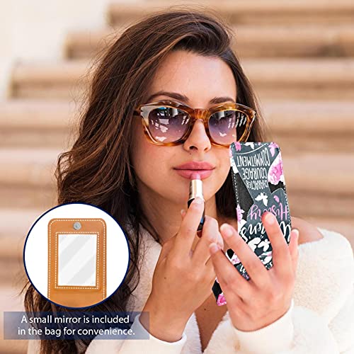Estuche de lápiz Labial Estuche cosmético para Exterior Mini Bolso Soporte de Viaje portátil con Espejo Bolsa de Maquillaje Labial Mensaje de la Historia de Las Mujeres