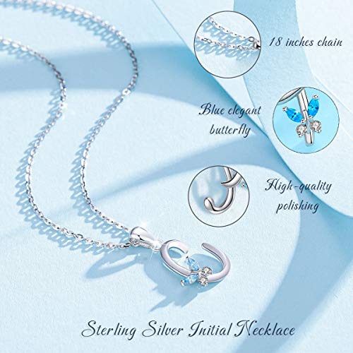 EUDORA Collar Mariposa Mujer Colgantes Iniciales Letras C Plata de ley 925 26 Alfabeto Inicial Nombre Cadena Collar con Zirconia Cúbico, Regalos Originales para Mujer Hermana Madre Abuela, 45,7cm