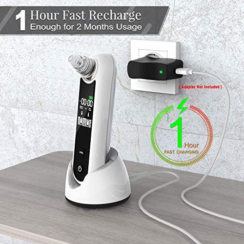 EUNON Limpiador de Poros Succionador de Puntos Negros Limpiador Facial Blackhead Remover Extractor Puntos Negros USB Recargable con Pantalla Grande 4 Cabezales