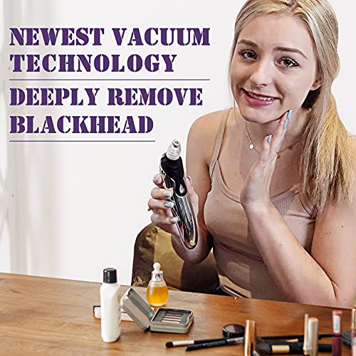 EUNON Limpiador de Poros Succionador de Puntos Negros Limpiador Facial Blackhead Remover Extractor Puntos Negros USB Recargable con Pantalla LED 4 Cabezales y 5 Modos para Espinillas y Acné Suciedad